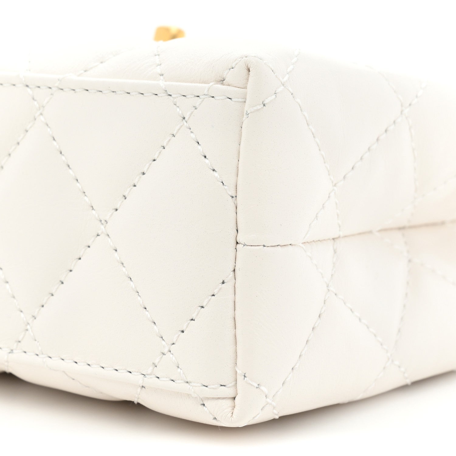 Chanel Shiny Aged Calfskin Quilted Nano Kelly Shopper White 8 of 10