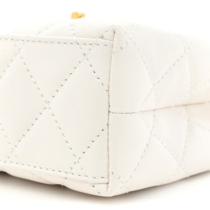 Chanel Shiny Aged Calfskin Quilted Nano Kelly Shopper White 8 of 10