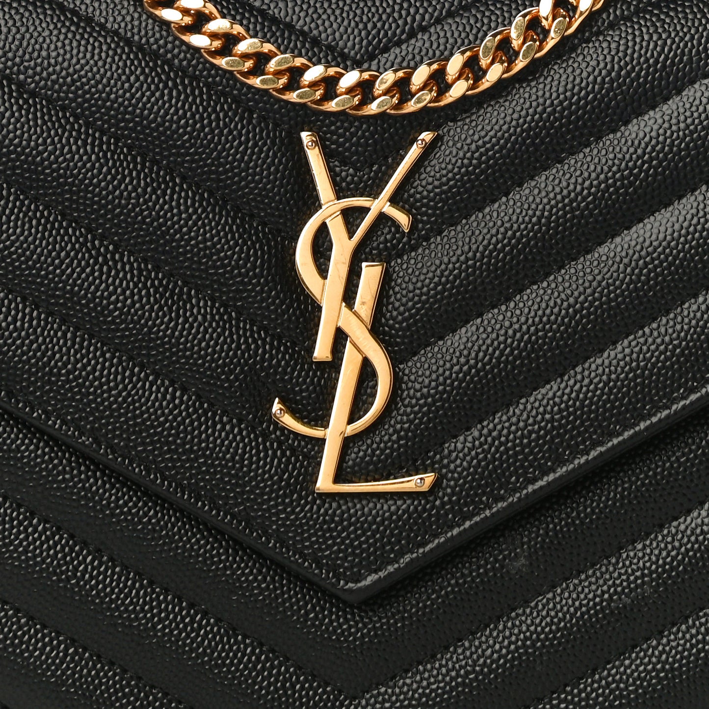 Grain De Poudre Matelasse Chevron Monogram Chain Wallet Black