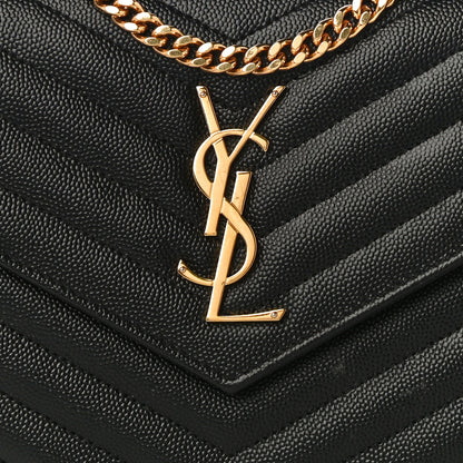 Saint Laurent Grain De Poudre Matelasse Chevron Monogram Chain Wallet Black 6 of 11