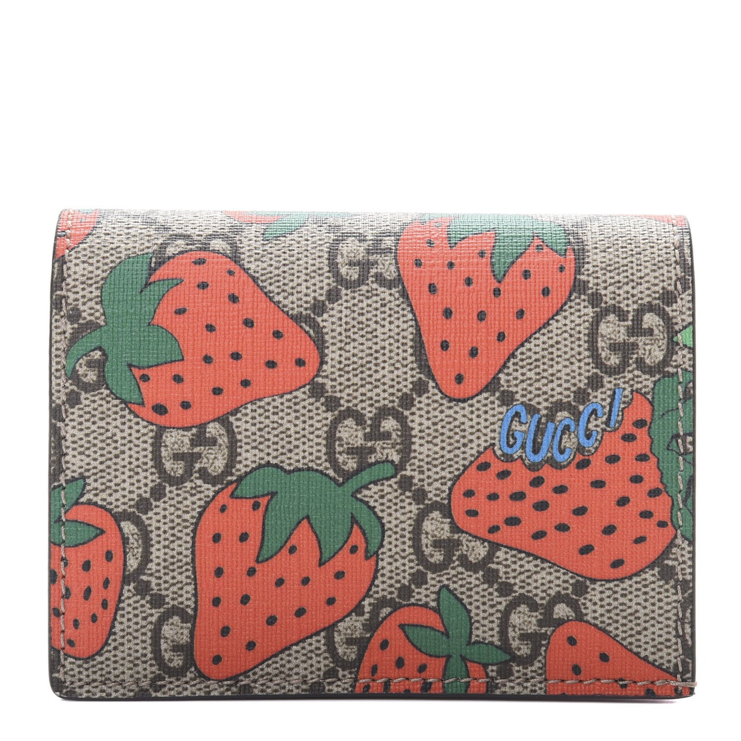 GG Supreme Monogram Strawberry Card Case
