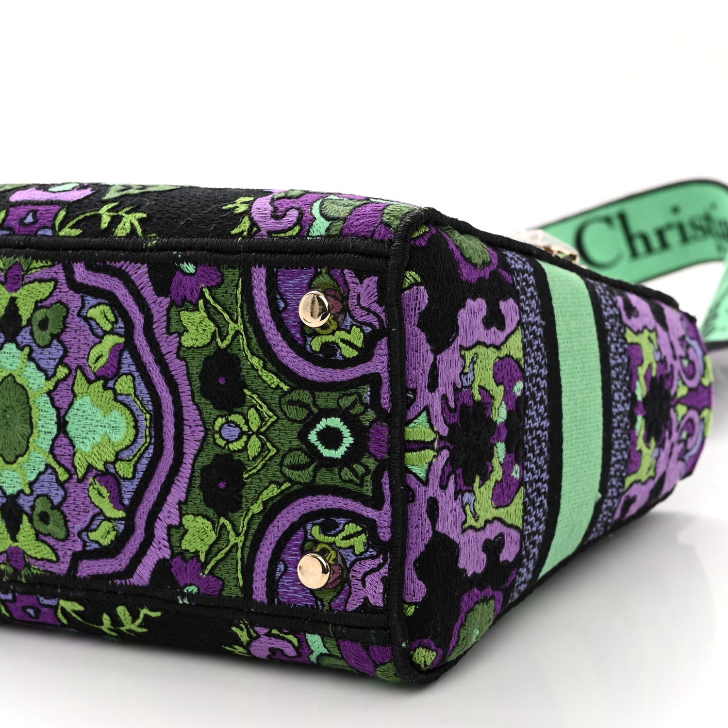 Christian Dior Canvas Embroidered Indian Purple Medium Lady D-Lite Multicolor 9 of 9
