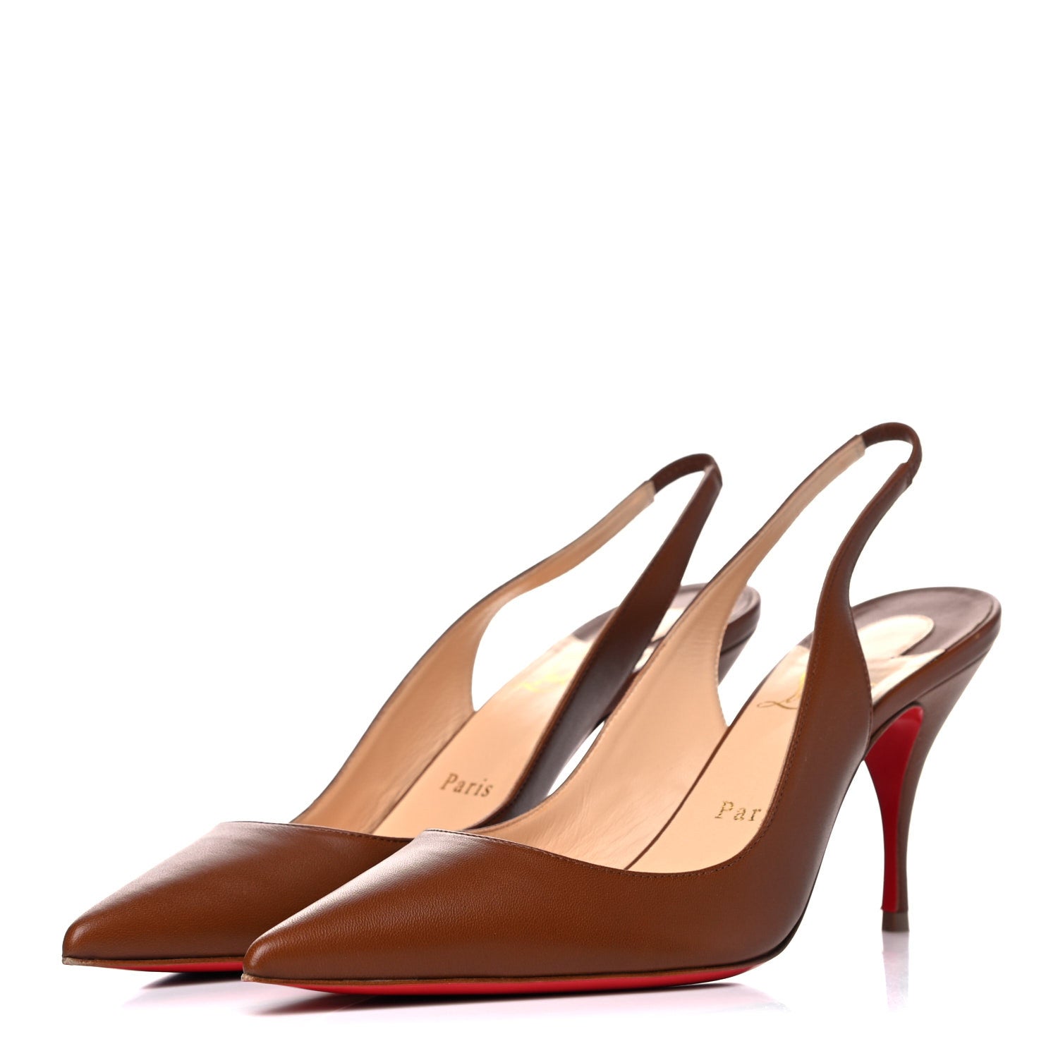 Christian Louboutin Nappa Clare Sling 80 Pumps 38 Cuoio 3 of 10