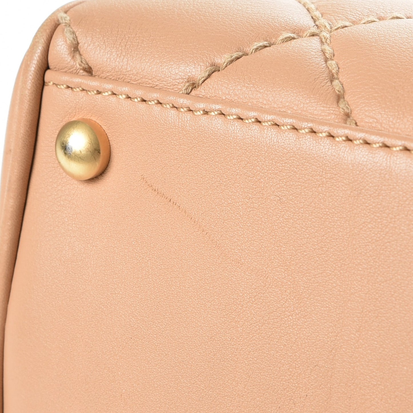 Calfskin Quilted Wild Stitch Bag Beige