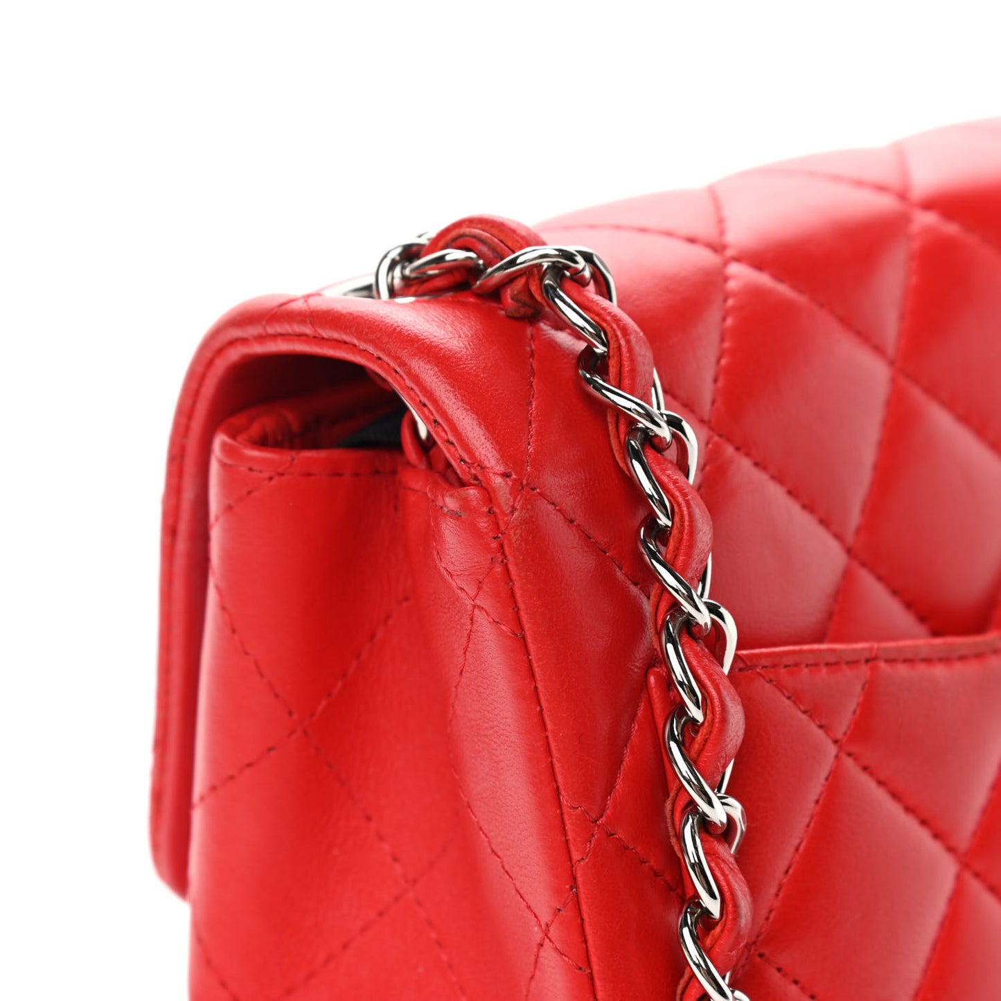 Lambskin Quilted Mini Square Flap Red