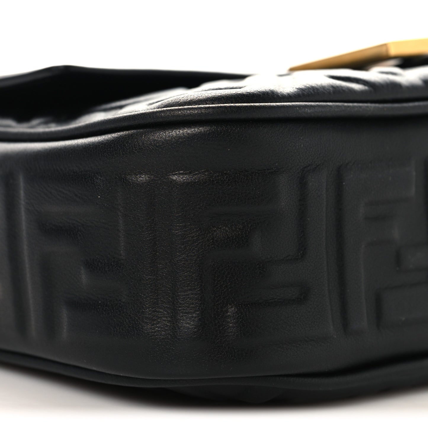 Nappa Small FF Embossed Midi Chain Baguette Black