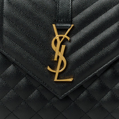 Saint Laurent Grain De Poudre Textured Mixed Matelasse Triquilt Medium Monogram Satchel Black 9 of 11