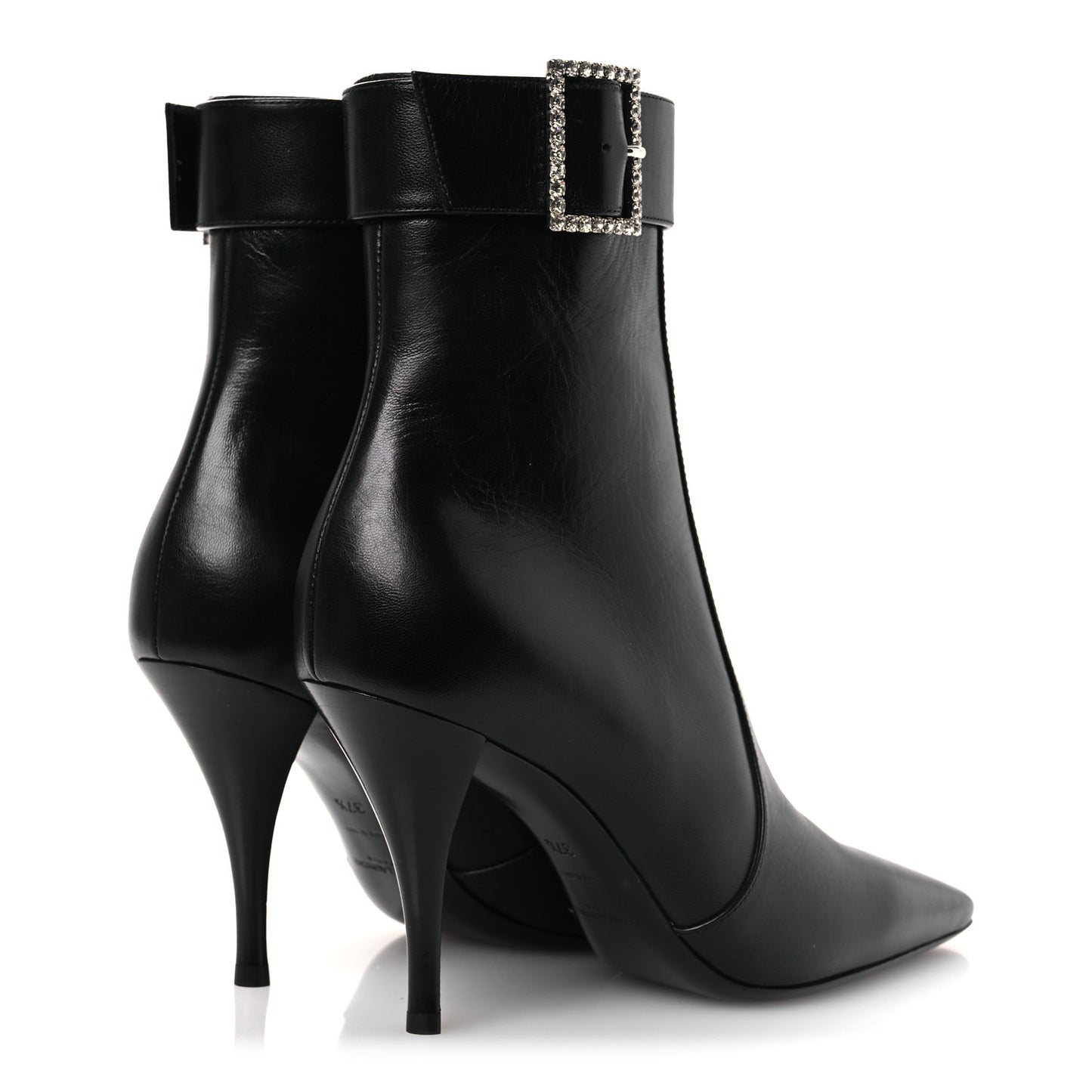 Goatskin Crystal Buckle Claude 90 Ankle Booties 37.5 Black