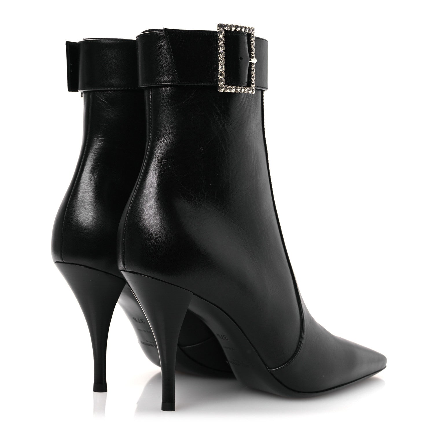 Saint Laurent Goatskin Crystal Buckle Claude 90 Ankle Booties 37.5 Black 5 of 14