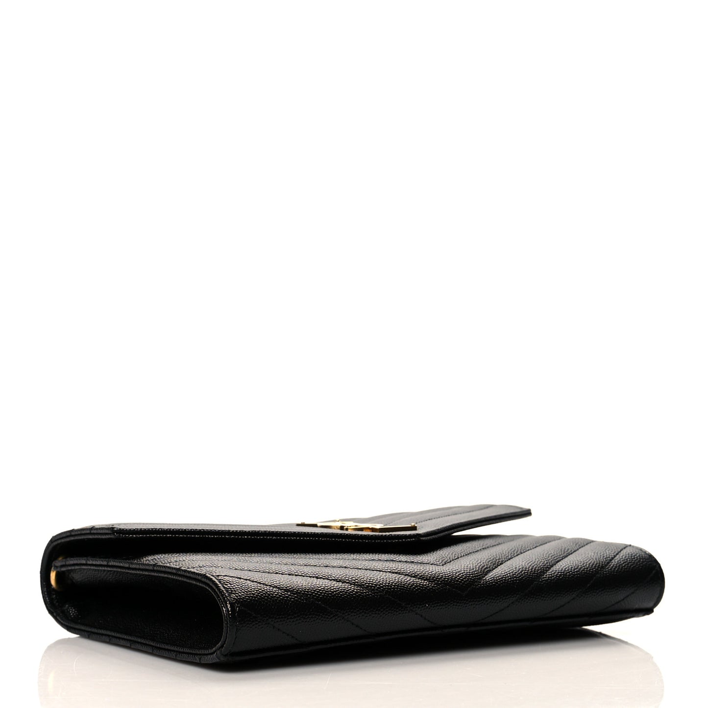 Grain De Poudre Matelasse Chevron Monogram Envelope Clutch Black