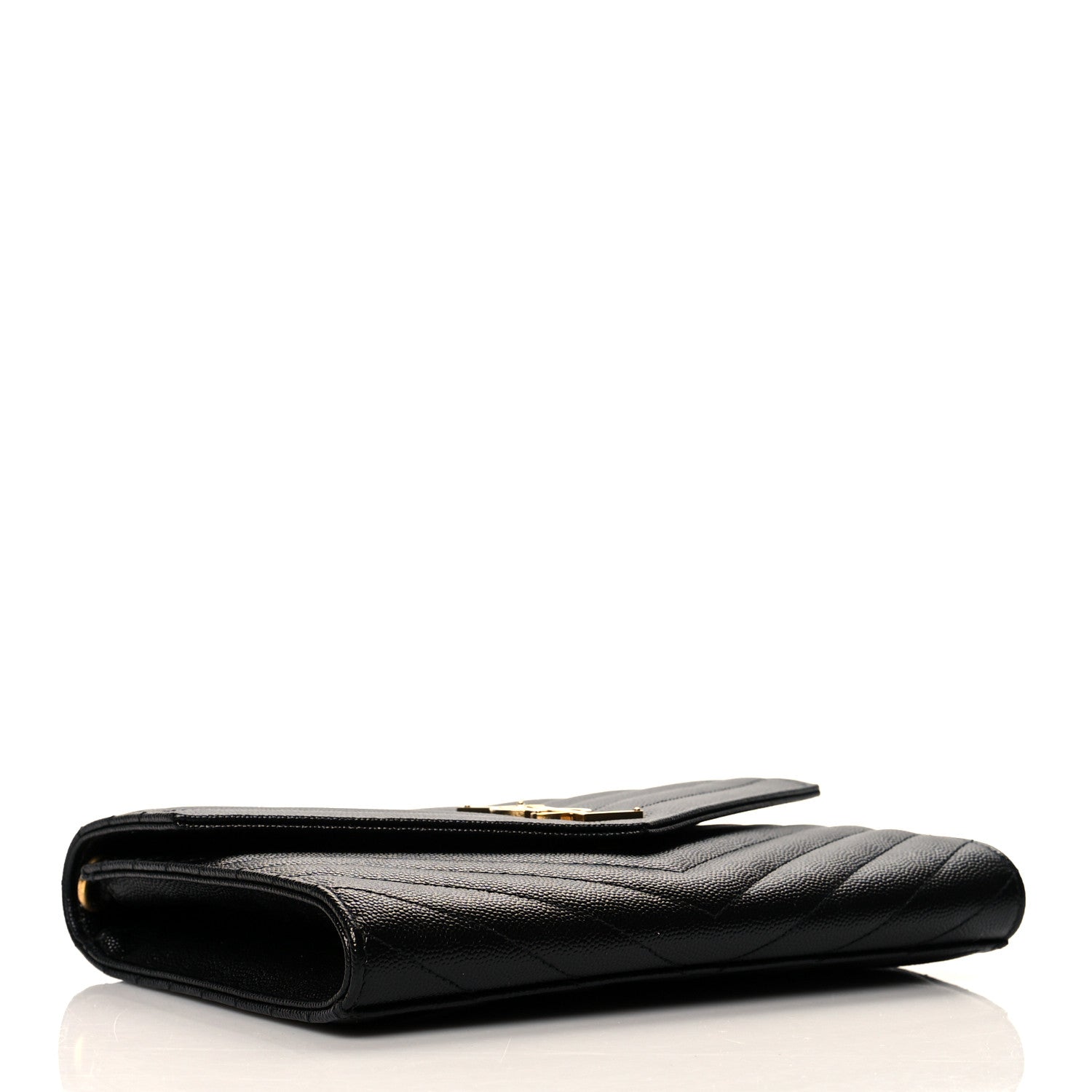 Saint Laurent Grain De Poudre Matelasse Chevron Monogram Envelope Clutch Black 5 of 13