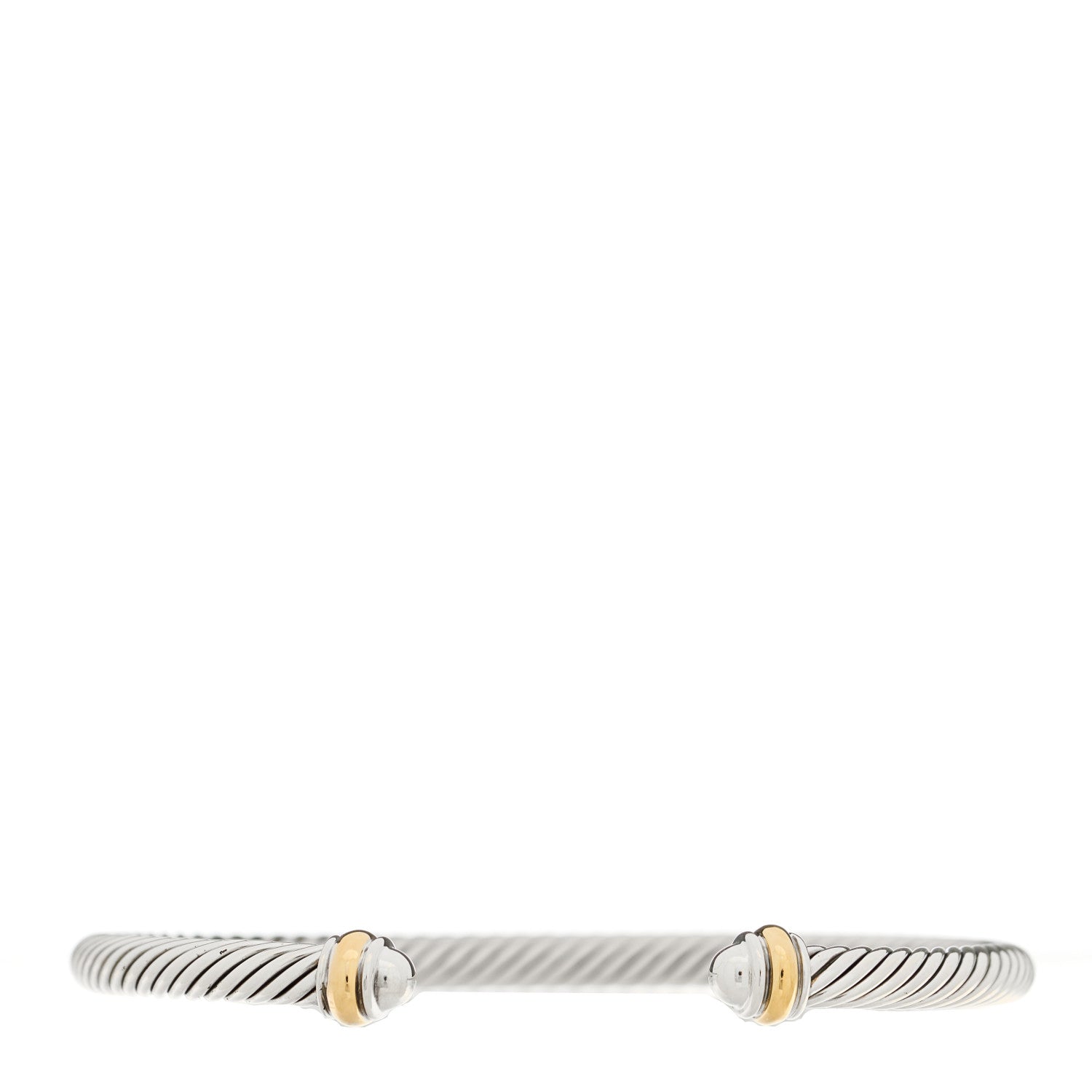 David Yurman Sterling Silver 18K Yellow Gold 4mm Cable Classics Bracelet 1 of 4