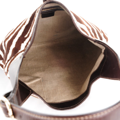 Gucci Pony Hair Zebra Print Large Jackie O Bouvier Hobo Brown 5 of 12