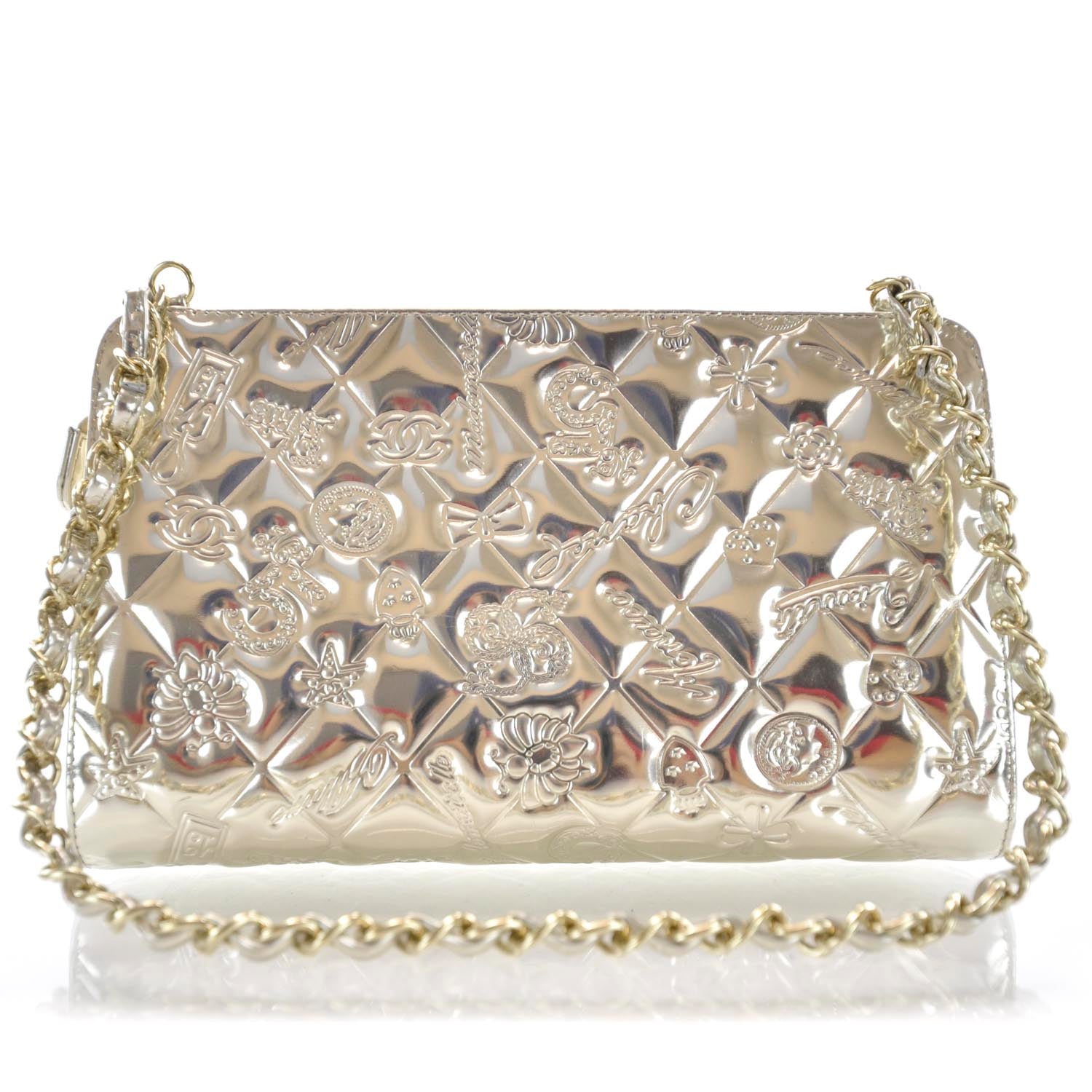 Chanel Patent Calfskin Lucky Symbols Pochette Metallic Gold 1 of 9