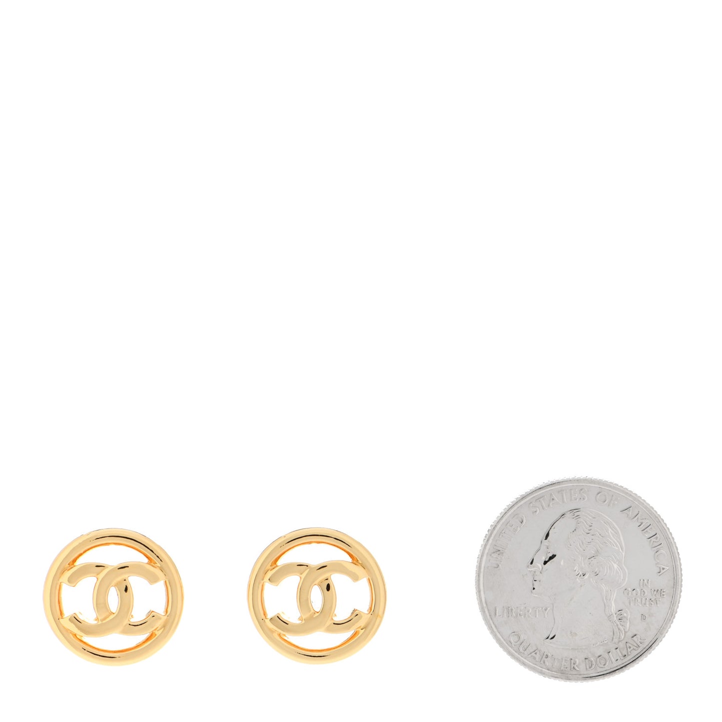 Metal CC Round Earrings Gold