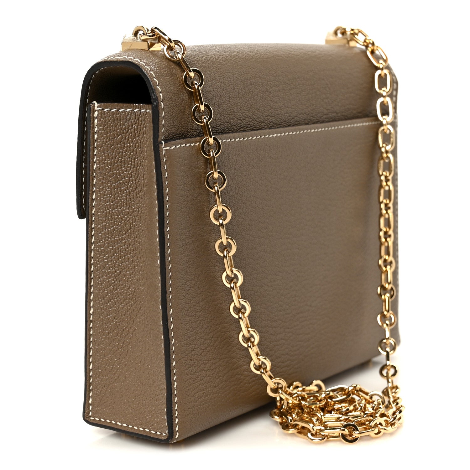 Hermes Chevre Chamkila Mini Verrou Chaine Bag Etoupe 3 of 12