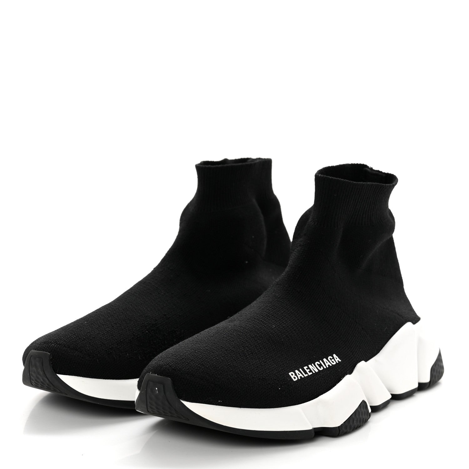 Balenciaga Neoprene Knit Womens Speed Sneakers 37 Black White 3 of 8