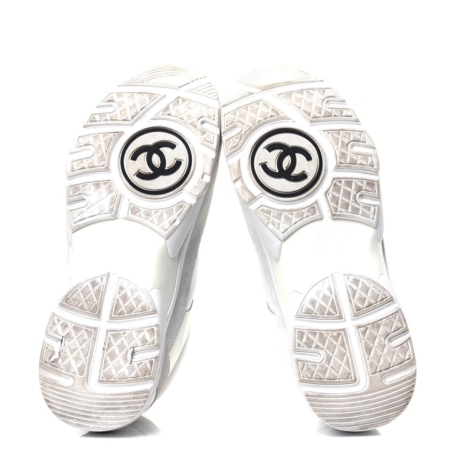 Chanel Suede Calfskin Fabric CC Sneakers 38.5 White 7 of 11