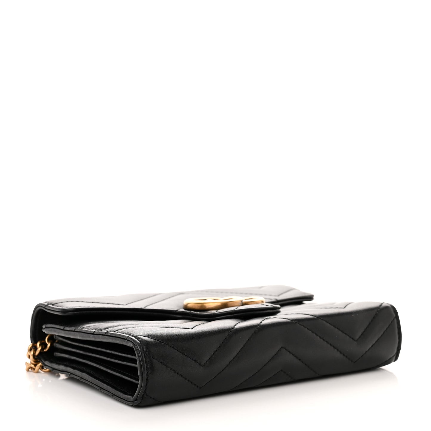 Calfskin Matelasse GG Marmont Chain Wallet Black