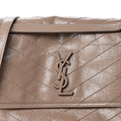 Saint Laurent Crinkled Calfskin Matelasse Monogram Medium Niki Chain Satchel Light Taupe 12 of 12