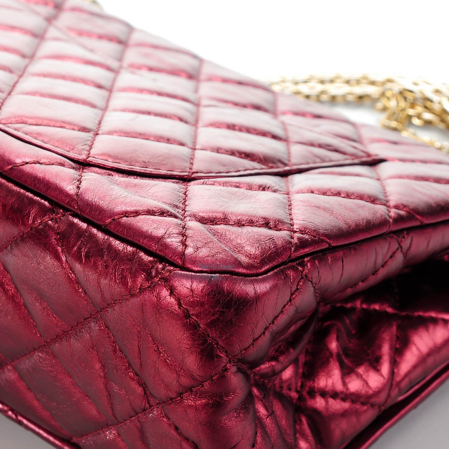 Metallic Calfskin Quilted 2.55 Reissue Flap 227 Red