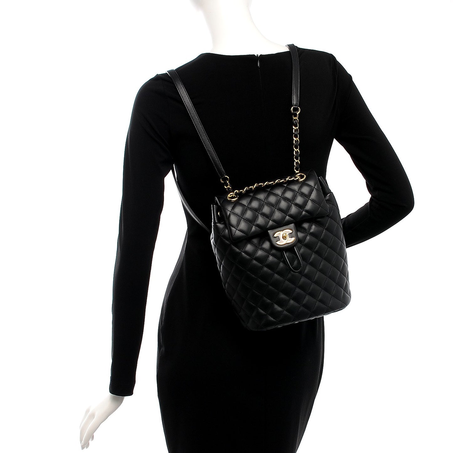 Lambskin Quilted Small Urban Spirit Backpack Black