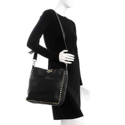Valentino Garavani Pebbled Calfskin Large Rockstud Flip-Lock Messenger Bag Black 2 of 9