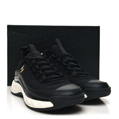 Chanel Velvet Calfskin Mixed Fibers CC Sneakers 38.5 Black 9 of 9
