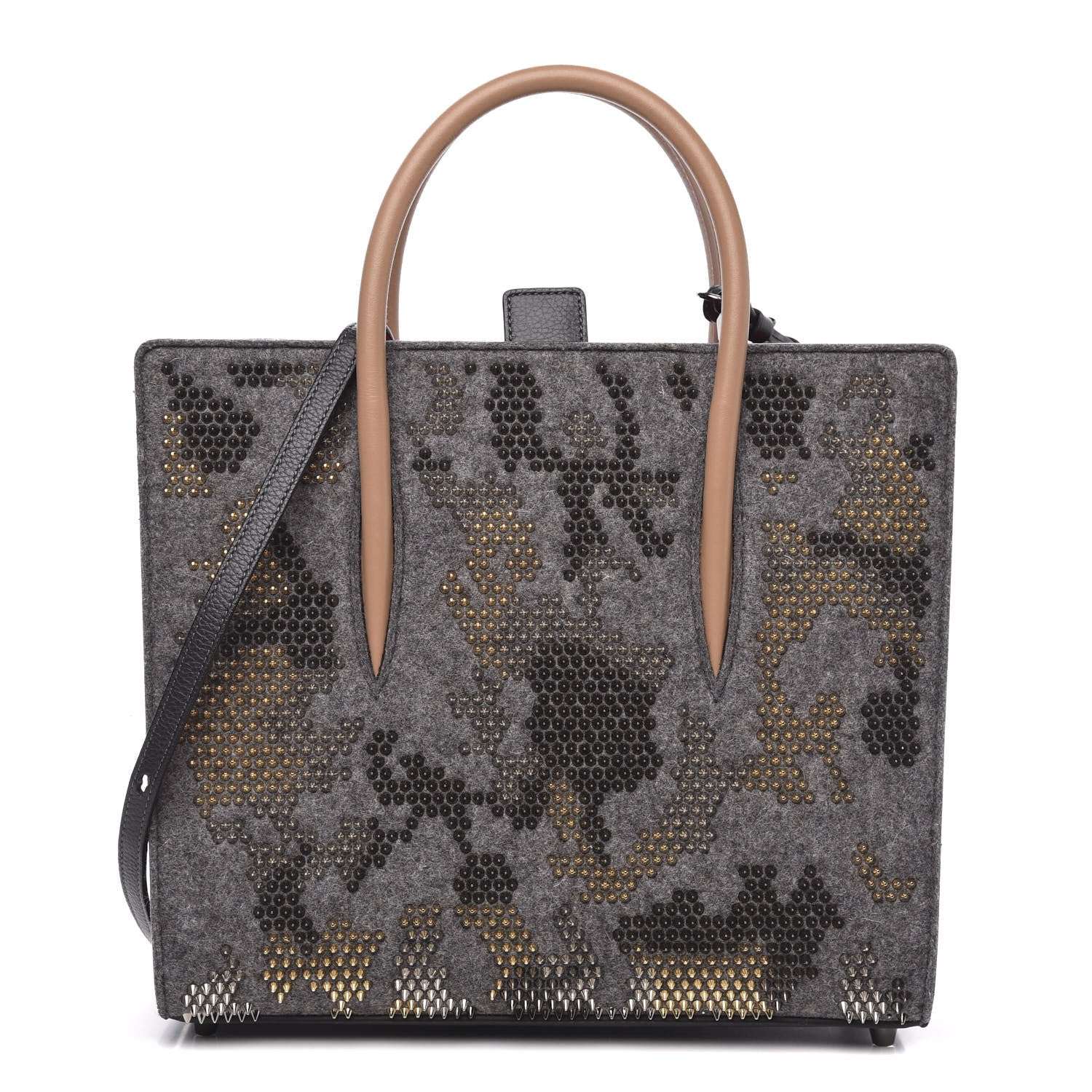 Christian Louboutin Wool Calfskin Spikes Medium Camouflage Paloma Gray 1 of 10
