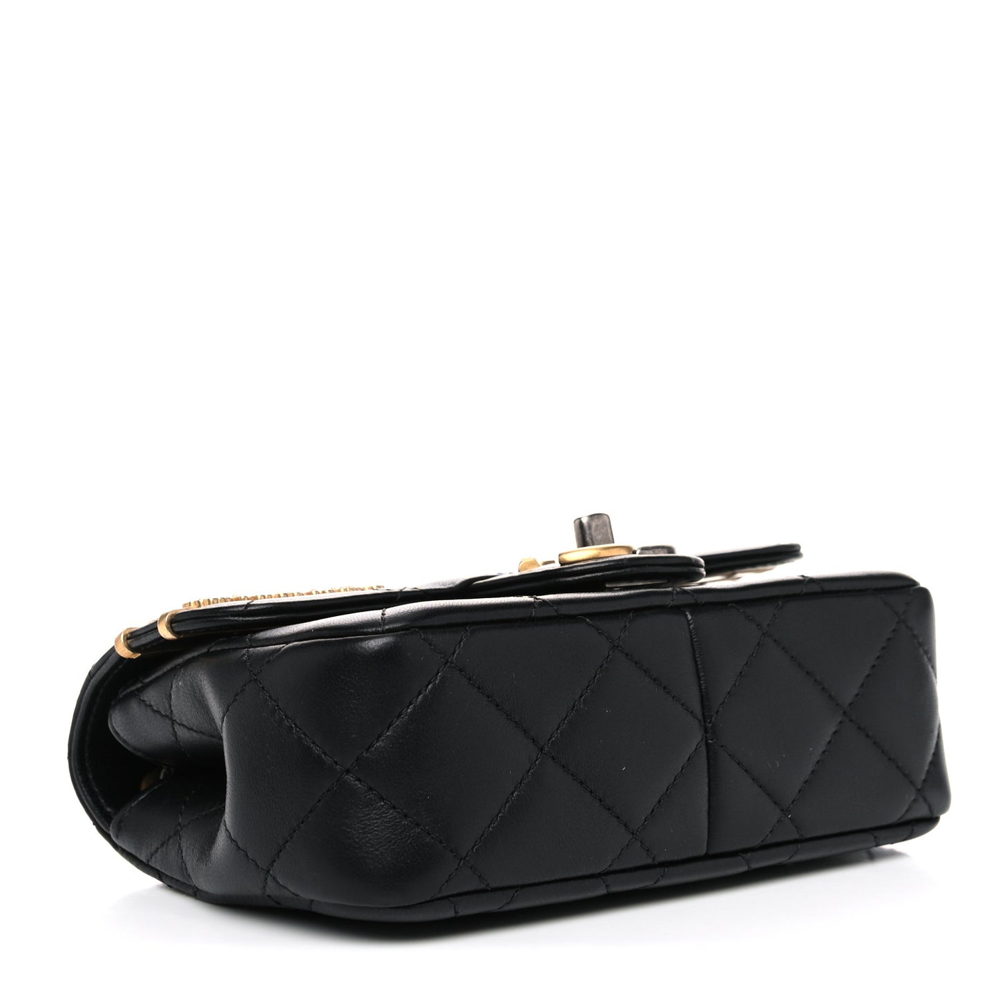 Lambskin Quilted Mini Coco Clips Single Flap Black