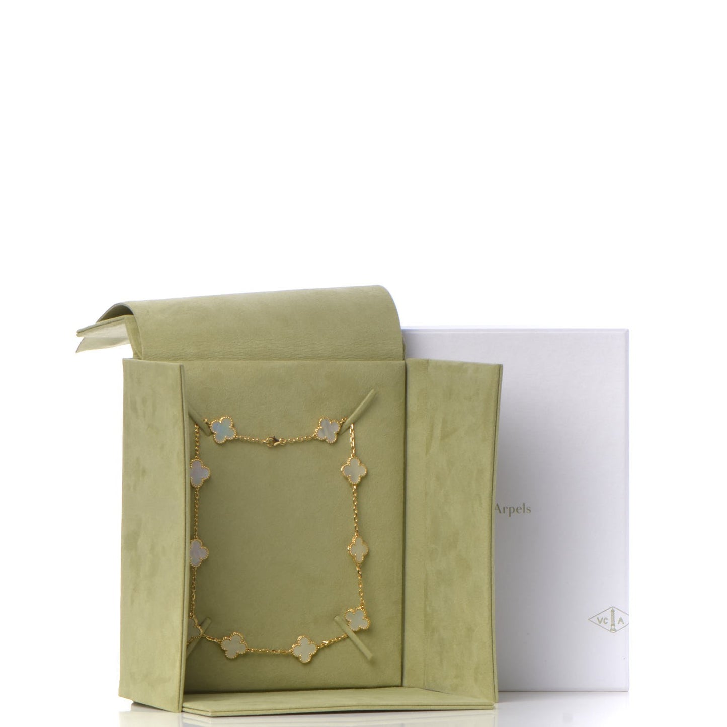 18K Yellow Gold Mother of Pearl 10 Motifs Vintage Alhambra Necklace