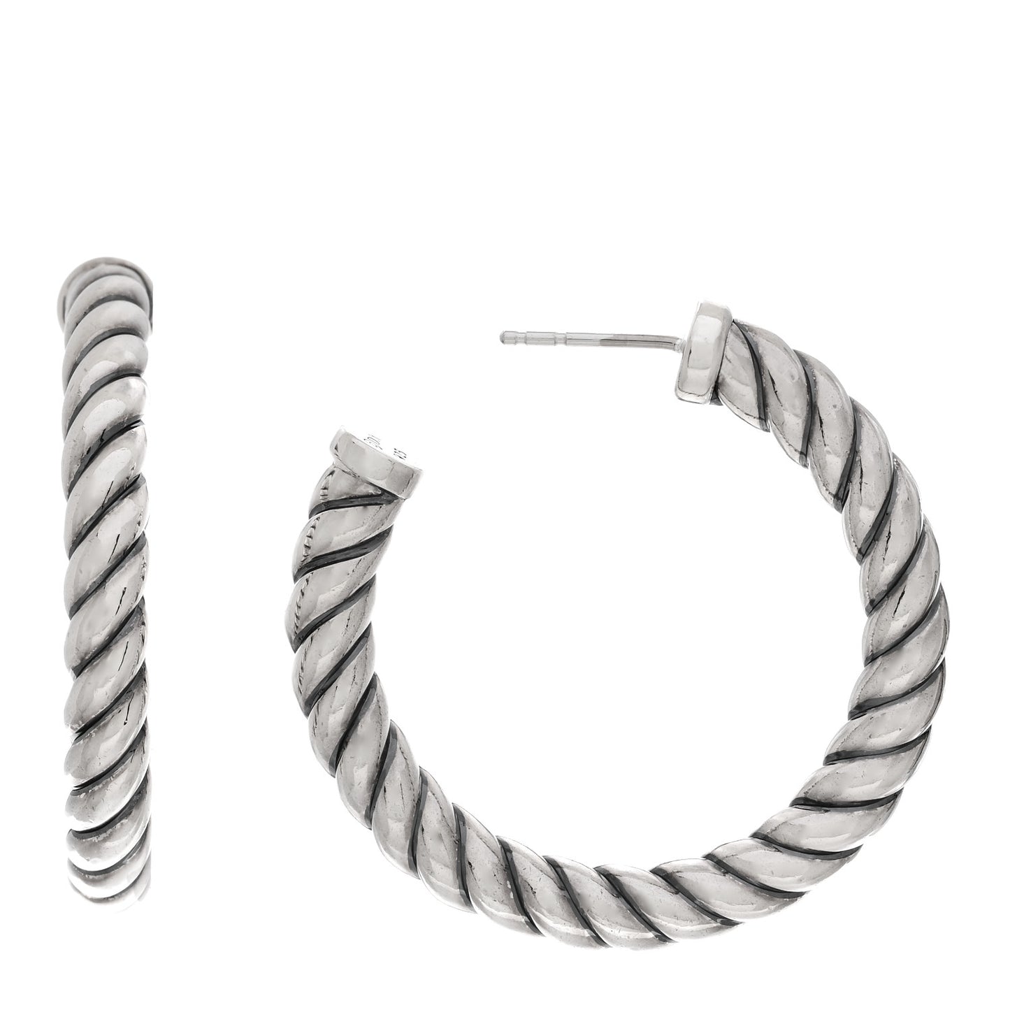 Sterling Silver Sculpted Cable Hoop Earrings