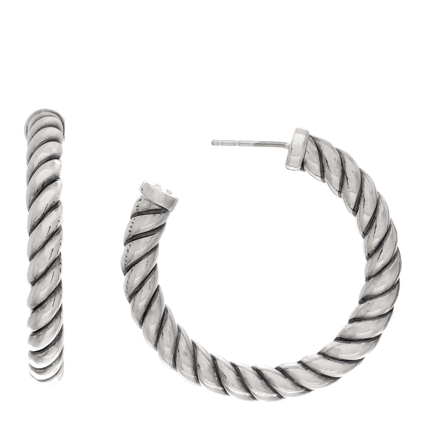 David Yurman Sterling Silver Sculpted Cable Hoop Earrings 1 of 4