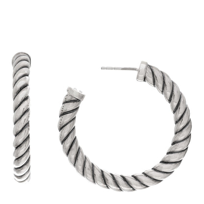 David Yurman Sterling Silver Sculpted Cable Hoop Earrings 1 of 4