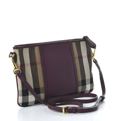 Burberry House Check Peyton Crossbody Clutch Bag Mahogany Red 3 of 9