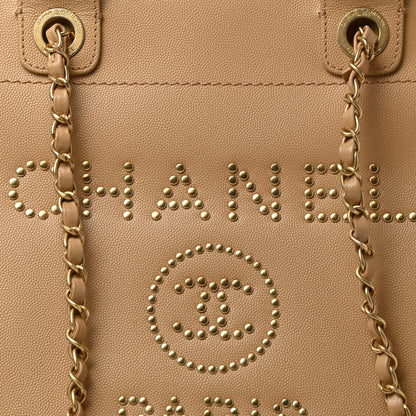 Chanel Caviar Small Studded Deauville Tote Beige 8 of 15