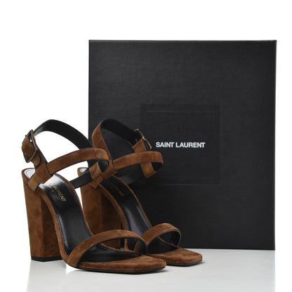 Saint Laurent Suede Oak 100 Ankle Strap Sandals 39 Land 14 of 14
