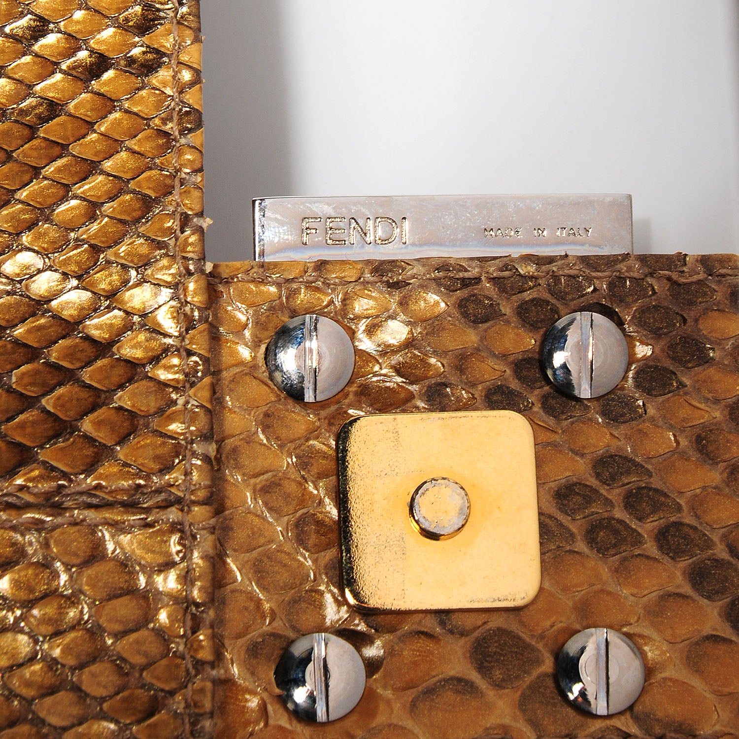 Fendi Vintage Python Mama Baguette Brown 10 of 16