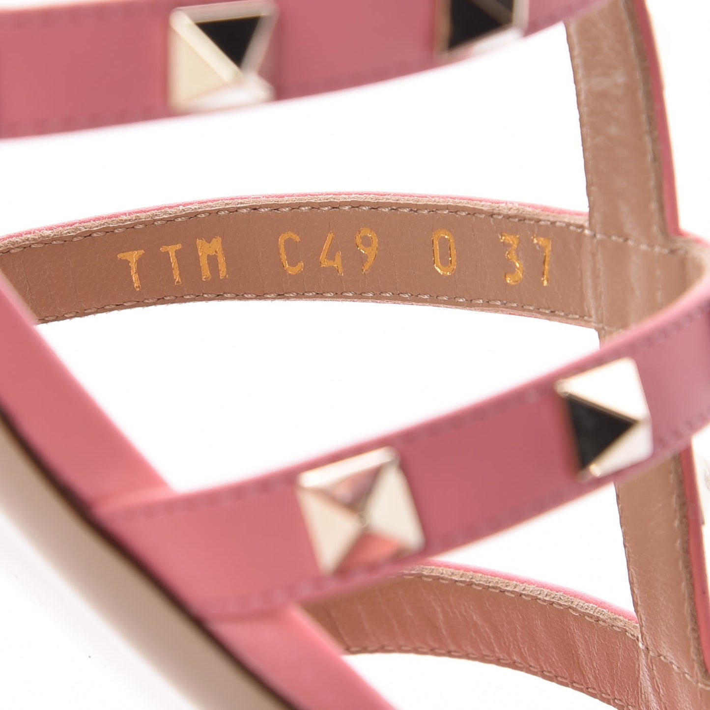 Nappa Rockstud Caged Flat Slide Sandals 37 Paradise Rose