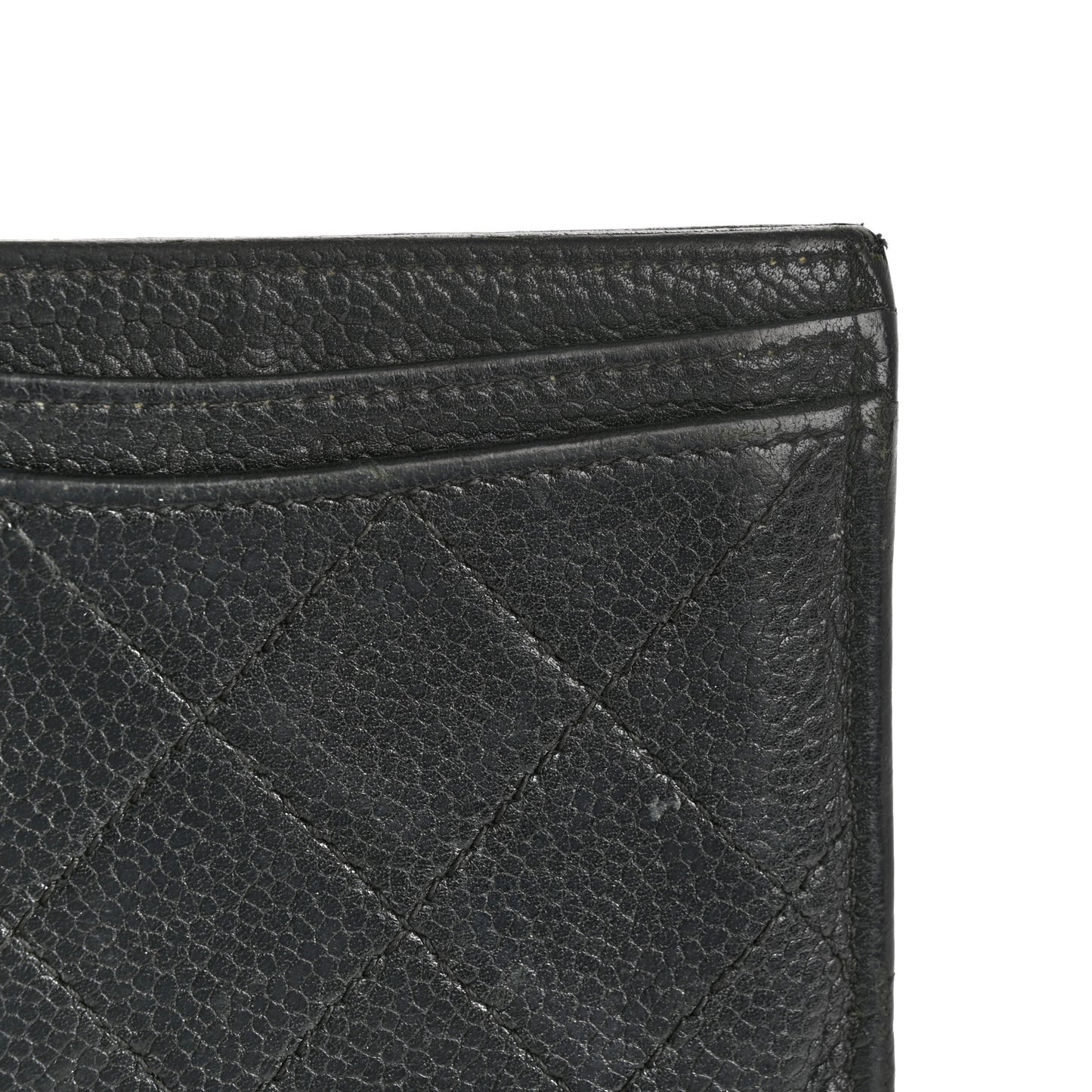 Caviar Quilted Card Holder Black