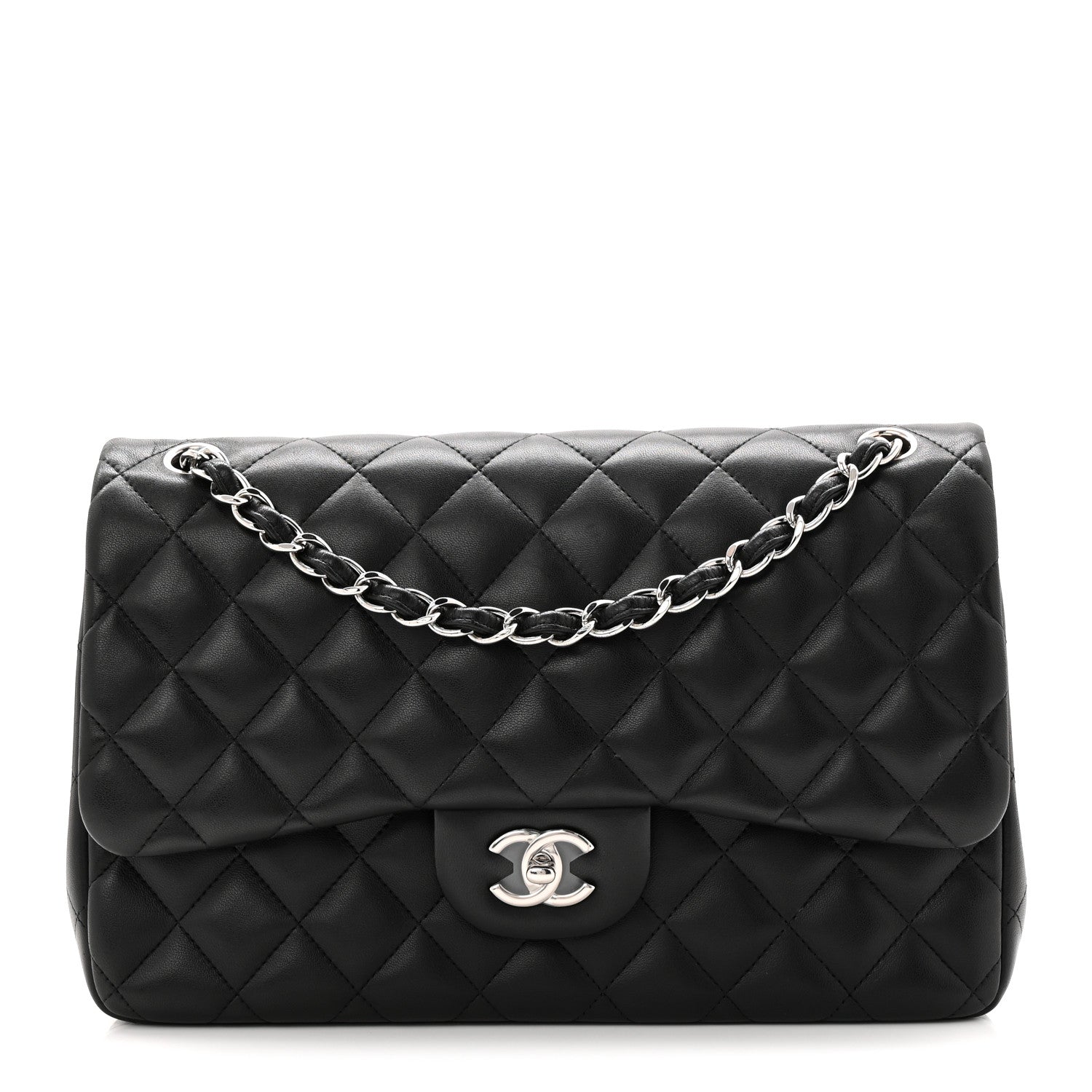 Chanel Lambskin Quilted Jumbo Double Flap Black 1 of 10