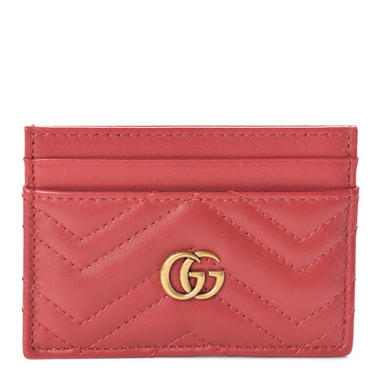 Gucci Calfskin Matelasse GG Marmont Card Holder Hibiscus Red 1 of 7