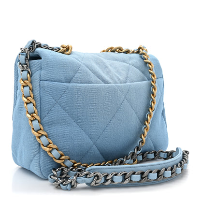 Chanel Denim Quilted Medium Chanel 19 Flap Light Blue 3 of 9