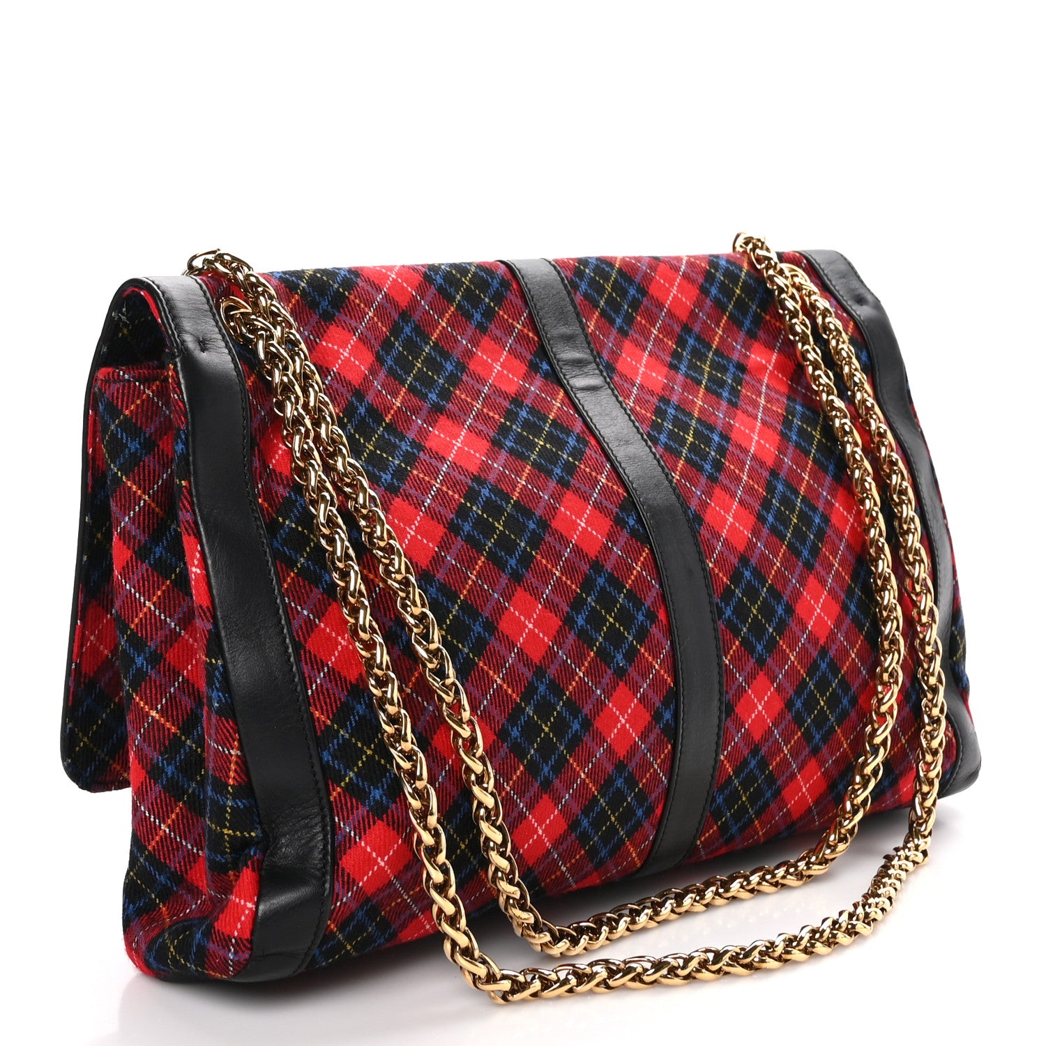 Christian Louboutin Wool Spiked Sweety Charity Shoulder Bag Plaid 3 of 9