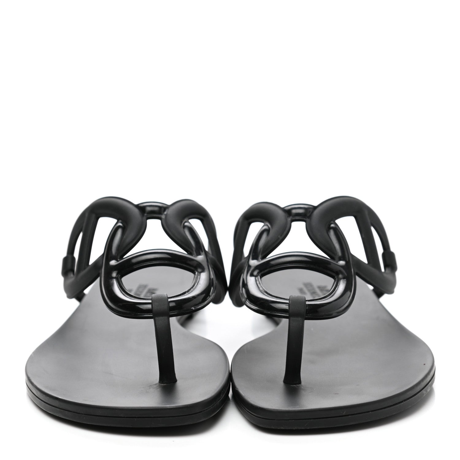 Hermes Rubber Womens Egerie Sandals 37.5 Black 2 of 8