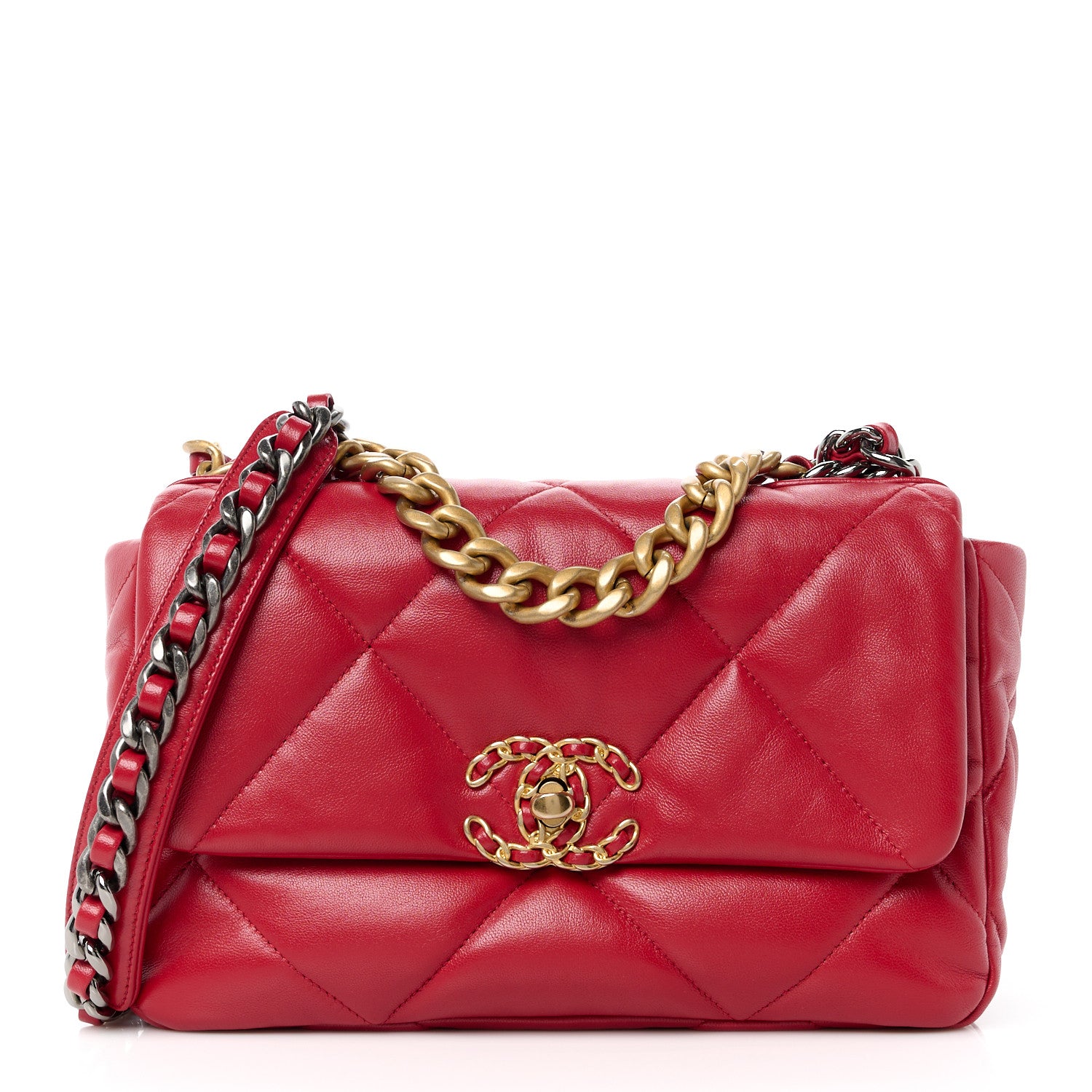 Chanel Goatskin Quilted Medium Chanel 19 Flap Red 1 of 11