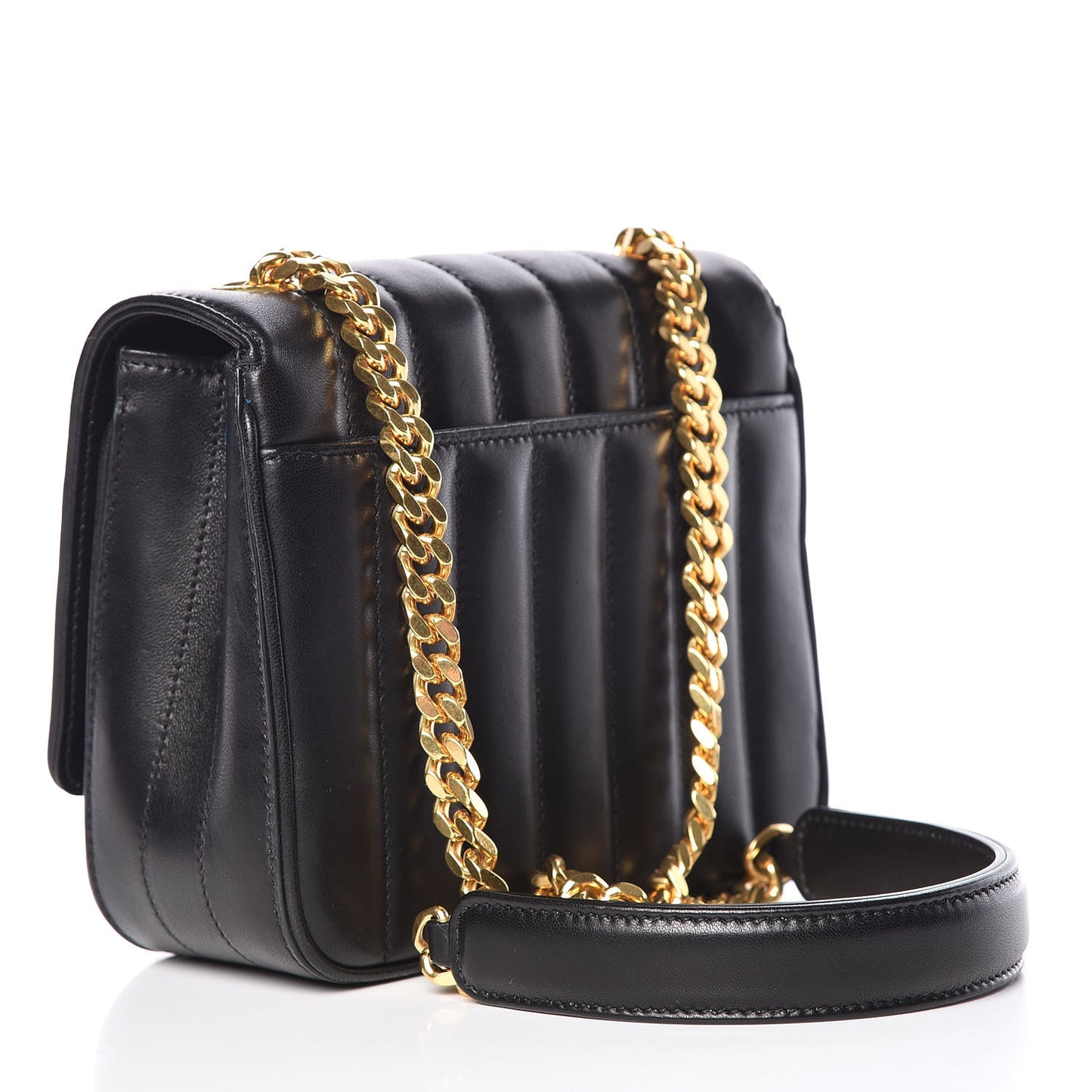 Lambskin Matelasse Monogram Small Vicky Chain Bag Black