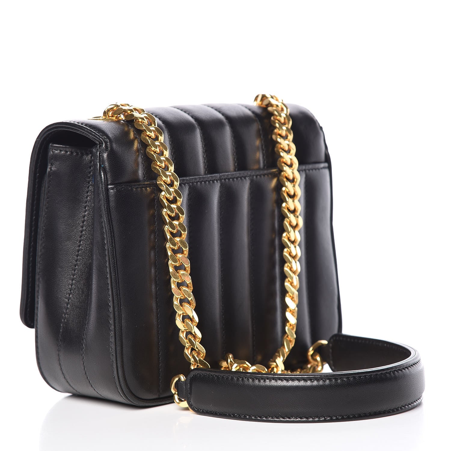 Saint Laurent Lambskin Matelasse Monogram Small Vicky Chain Bag Black 3 of 12