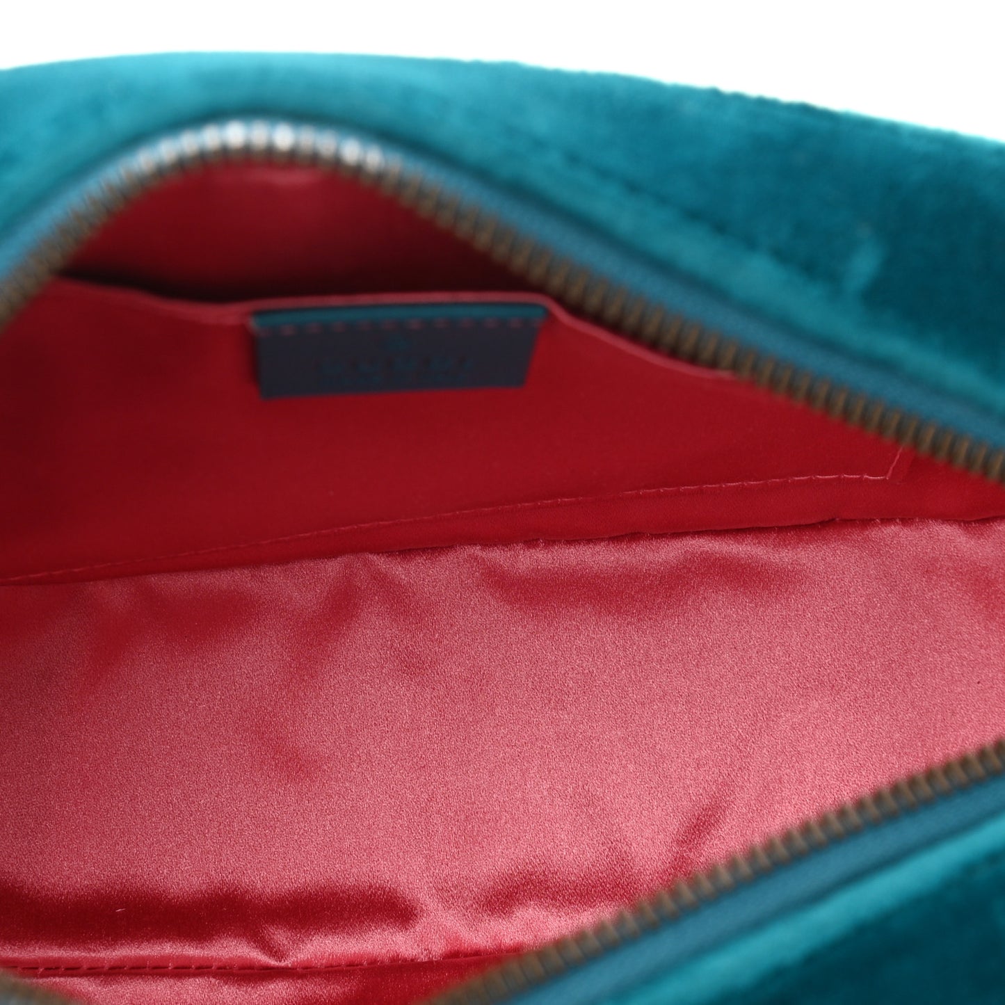 Velvet Matelasse Small GG Marmont Chain Shoulder Bag Pavone Cyan