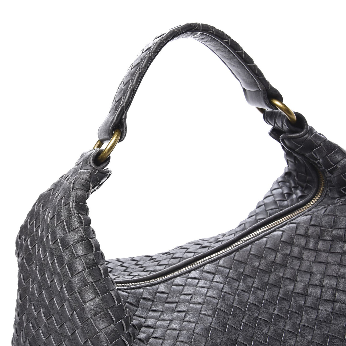 Nappa Intrecciato Pyramid Hobo Ferro Gray